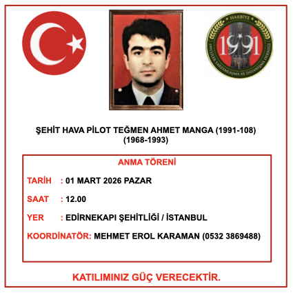 Şehit Hv.Plt.Tğm. Ahmet MANGA Anma Faaliyeti (2026)