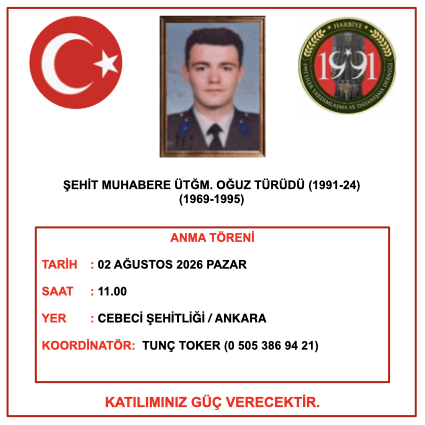 Şehit Mu. Ütğm. Oğuz TÜRÜDÜ Anma Töreni