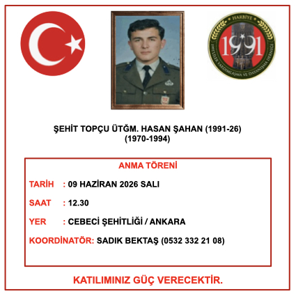 Şht.Topçu Ütğm. Hasan ŞAHAN Anma Töreni