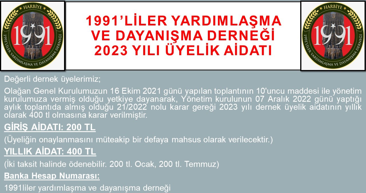 DERNEK AİDATI