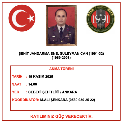 Şehit J.Bnb. Süleyman CAN Anma Töreni