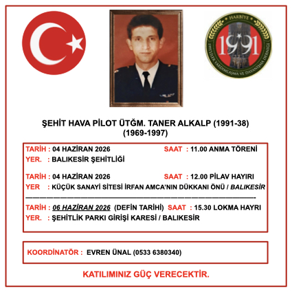 Şat.Hv.Plt.Ütğm. Taner ALKALP Anma Töreni